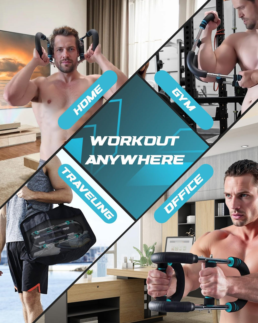 Adjustable Power Twister Bar Arm Chest Shoulder Trainer Workout Equipment Fitnes