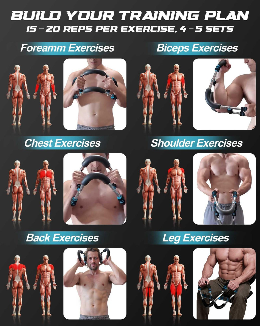 Adjustable Power Twister Bar Arm Chest Shoulder Trainer Workout Equipment Fitnes