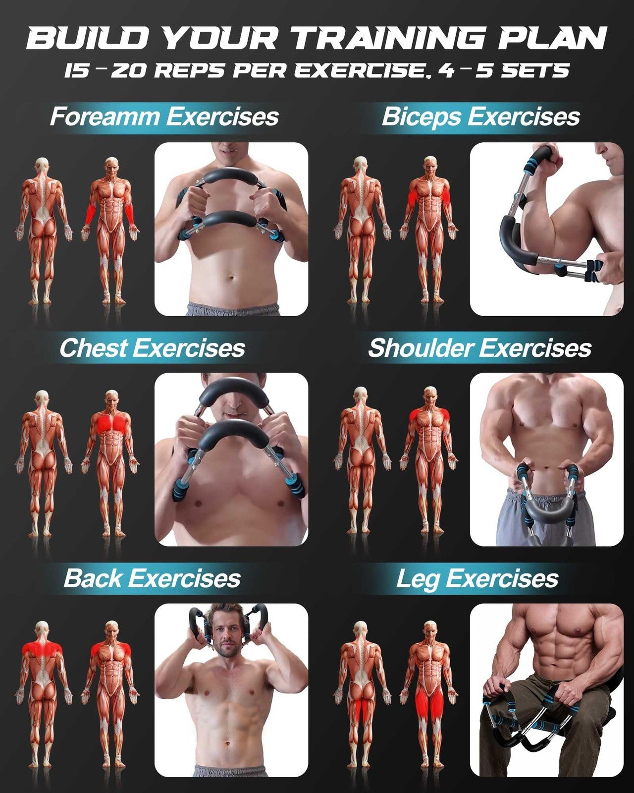 Adjustable Power Twister Bar Arm Chest Shoulder Trainer Workout Equipment Fitnes