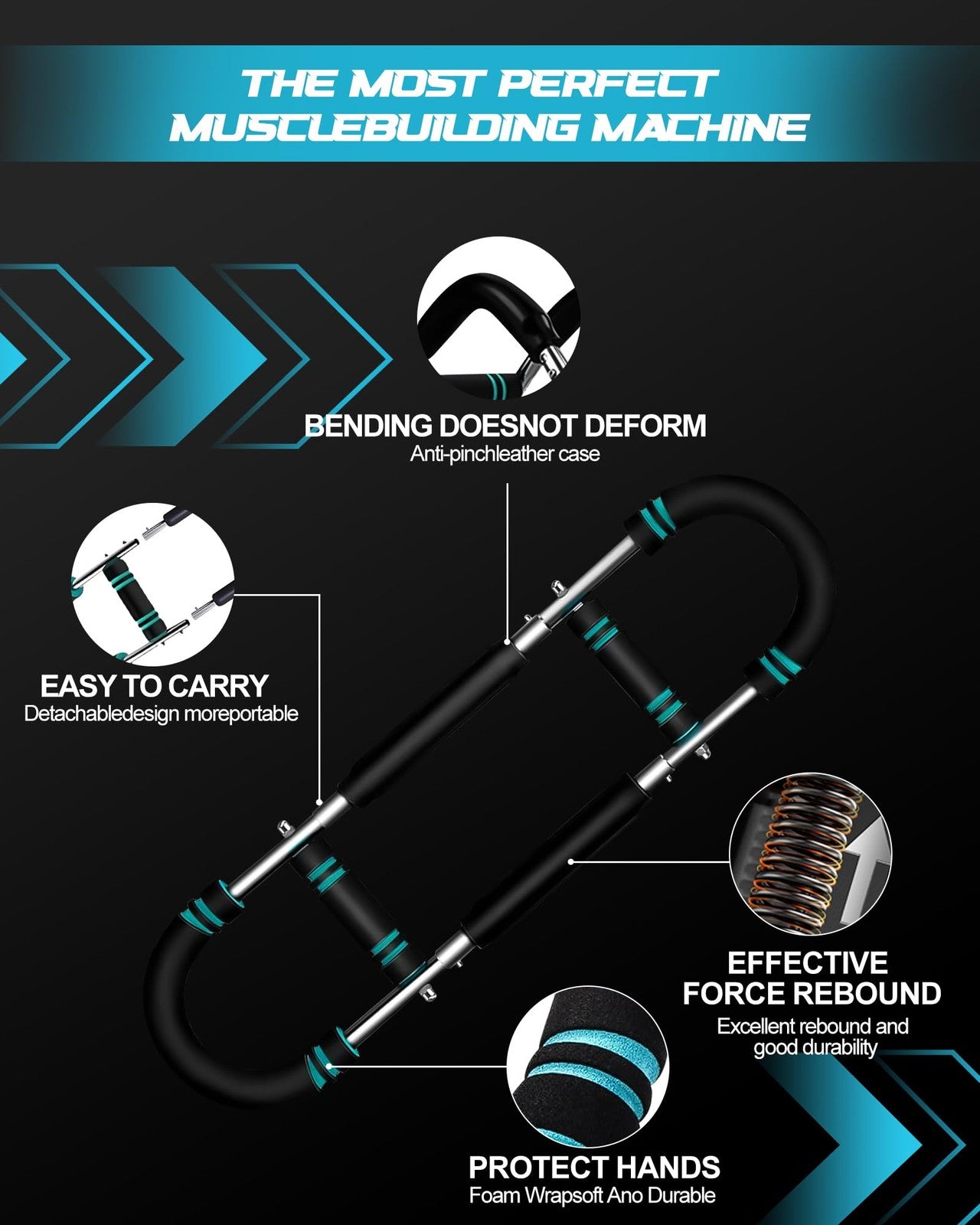 Adjustable Power Twister Bar Arm Chest Shoulder Trainer Workout Equipment Fitnes