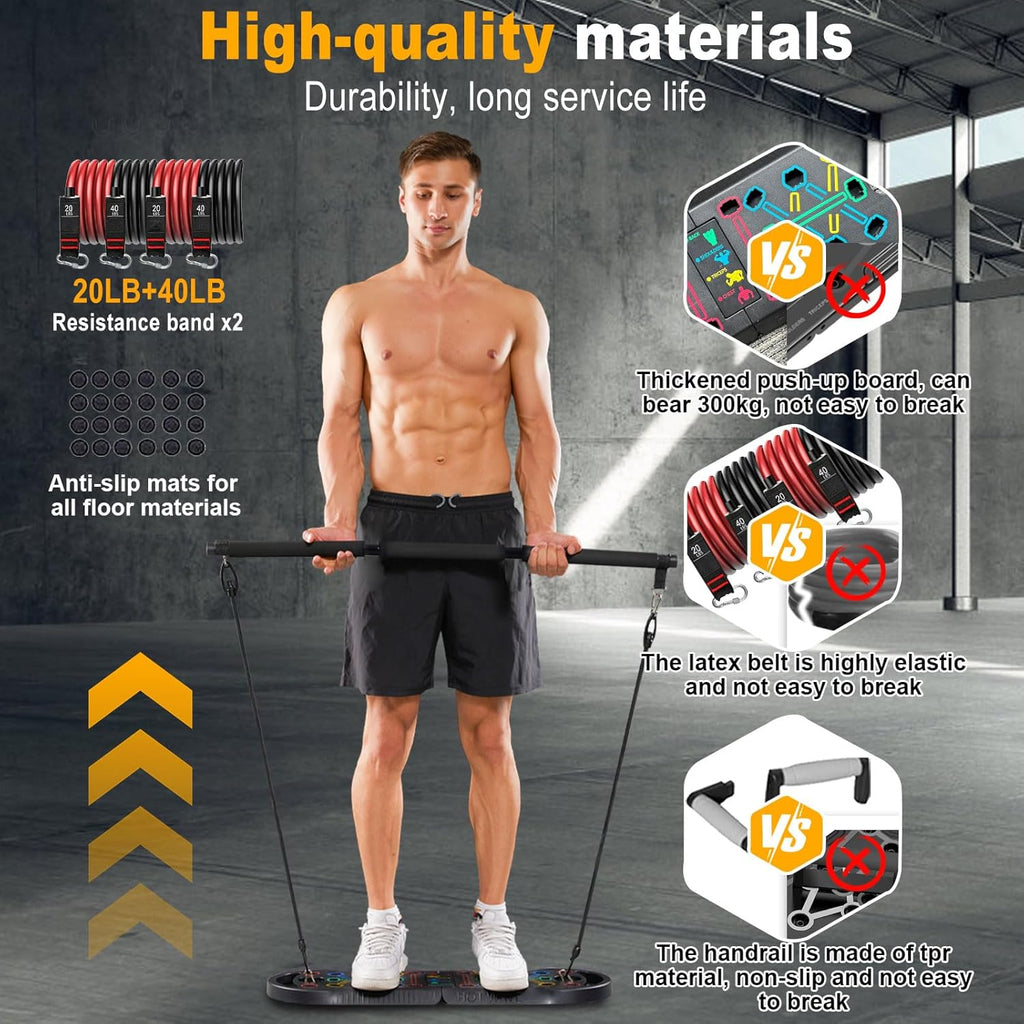 Equipo De Ejercicio Portátil Con 16 Accesorios De Gimnasio.20 En 1 Push up Board Fitness